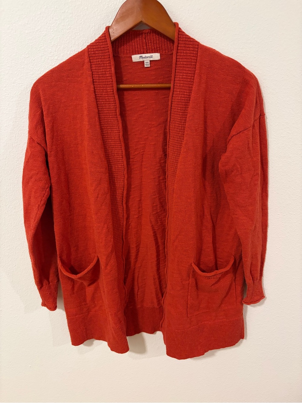 Madewell Women's Open-Front Orange Cardigan Sweater